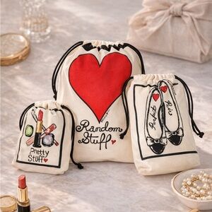 NWOT Brighton Canvas Drawstring Pouch Set – Travel Organizer Gift Set (3 Bags)